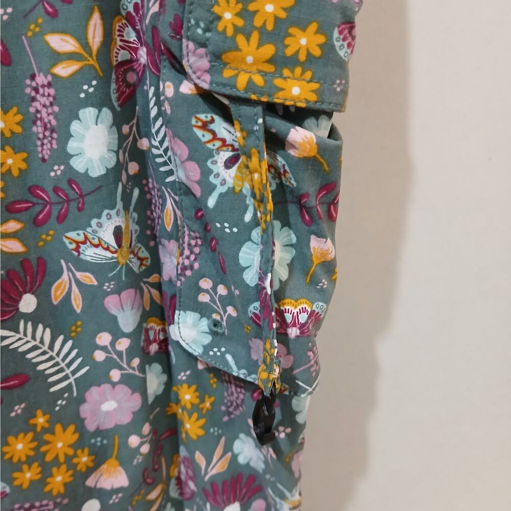 DULUTH TRADING Heirloom Gardening Bib Overalls XXS 31 NWT Fir Butterfly Floral - Picture 5 of 13